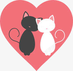 浪漫猫咪浪漫粉红情侣猫咪矢量图高清图片