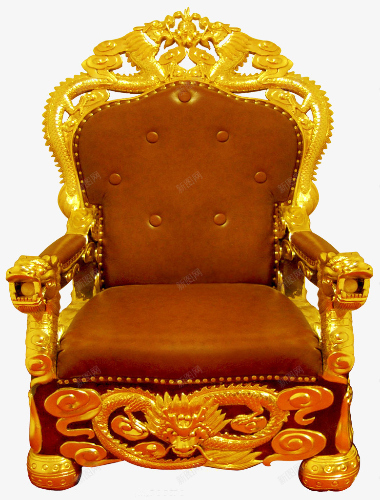 高档时尚的座椅png免抠素材_新图网 https://ixintu.com 座椅 椅子 金黄色 龙椅