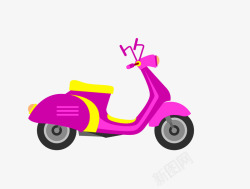 紫色的卡通摩托车素材