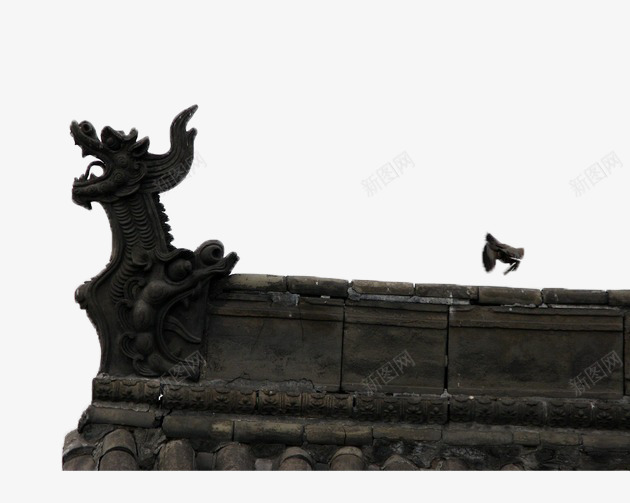 屋脊上的小鸟png免抠素材_新图网 https://ixintu.com 中国风 中式 传统 古建筑 古房子 屋脊 建筑 石雕 神兽 艺术 装饰