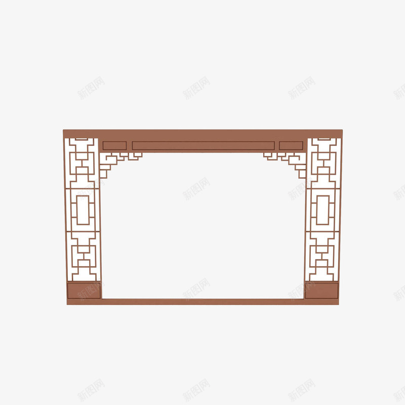 棕色中式门框png免抠素材_新图网 https://ixintu.com 中式 手绘 棕色 门框