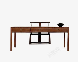 中式棕色书桌素材