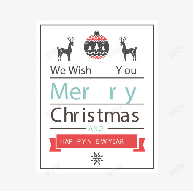 圣诞节快乐海报排版psd免抠素材_新图网 https://ixintu.com 圣诞字体 圣诞氛围 圣诞节鹿 贴纸效果图