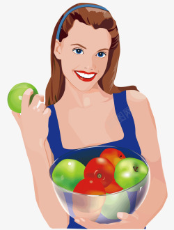 拿着折扇的美女拿着水果的美女矢量图高清图片