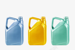 保养机油蓝金青色三桶带提手的塑料瓶罐卡高清图片