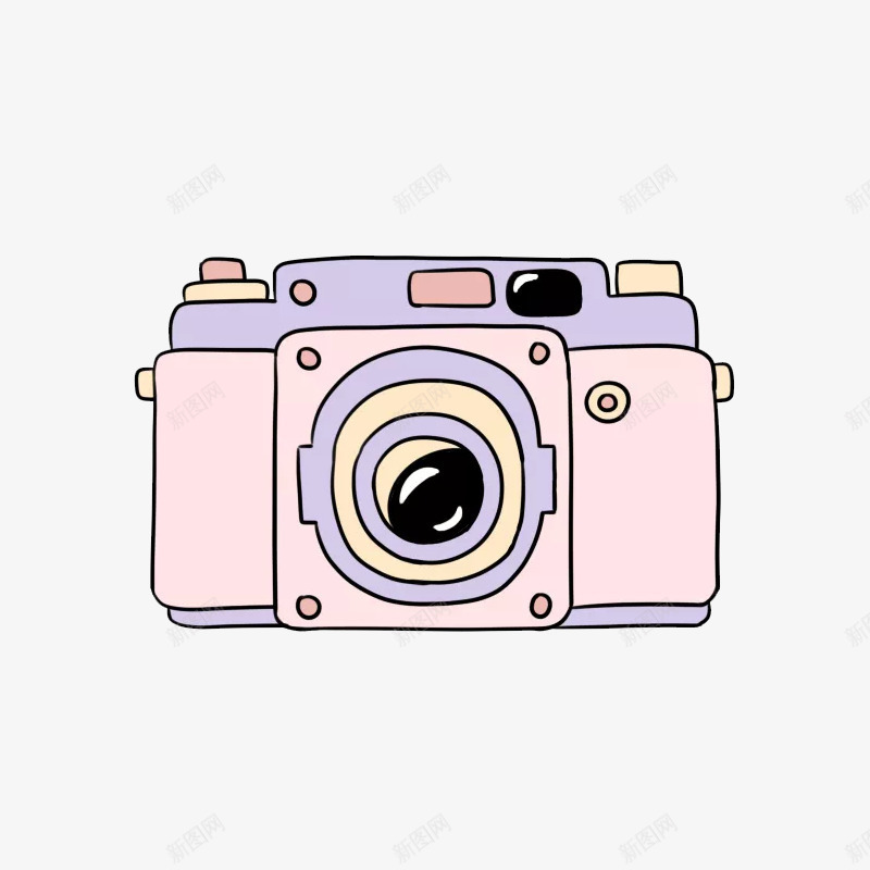 粉色的手绘照相机png免抠素材_新图网 https://ixintu.com 免抠图 手绘相机 效果图 数码科技 照相机 装饰图