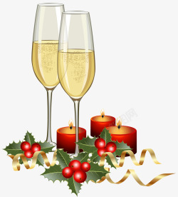 矢量圣诞晚餐时尚高档酒和酒杯广告装饰高清图片