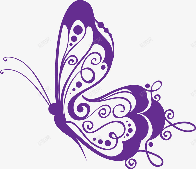 一只简单的蝴蝶png免抠素材_新图网 https://ixintu.com 剪纸 动物 紫色 蝴蝶