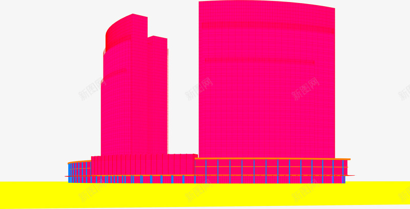 粉色办公大楼效果图png免抠素材_新图网 https://ixintu.com 办公 大楼 效果图 粉色