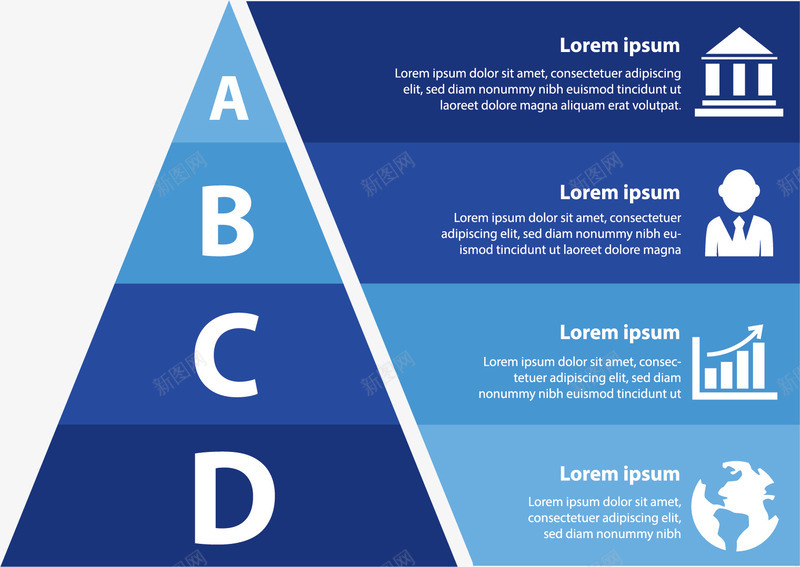 蓝色三角分层步骤图矢量图ai免抠素材_新图网 https://ixintu.com 分层 步骤 渐变色 矢量素材 蓝色 金字塔 矢量图