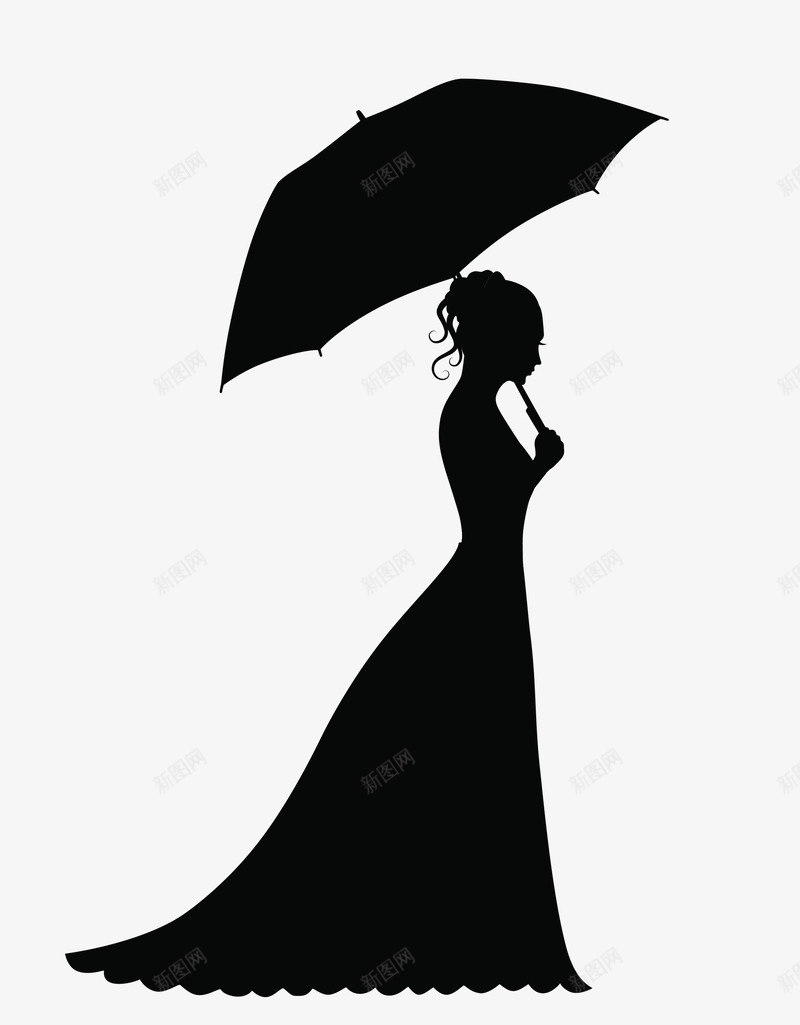 美女png免抠素材_新图网 https://ixintu.com 剪影 打伞的人 艺术 黑色美女