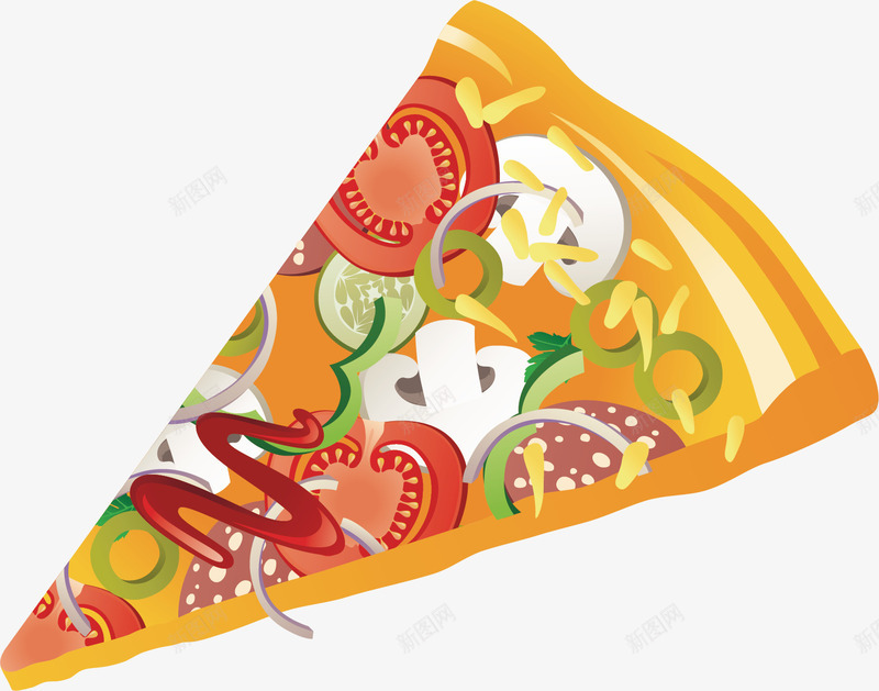 美食披萨食物png免抠素材_新图网 https://ixintu.com 三角形 创意 卡通手绘 彩色 披萨 水彩 美食
