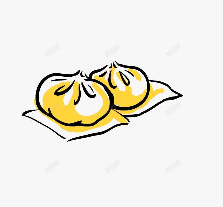 黄色手绘的包子效果图png免抠素材_新图网 https://ixintu.com 免抠图 包子 效果图 装饰图 装饰画 食物 黄色