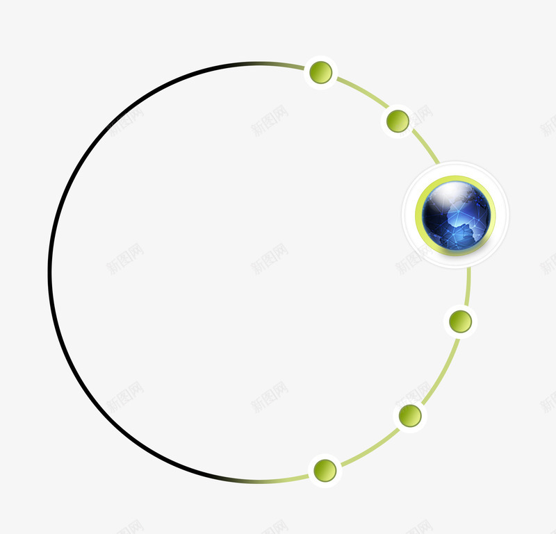 绿色圆圈png免抠素材_新图网 https://ixintu.com 圆圈 地球仪 线条 绿色圆点 蓝色星球