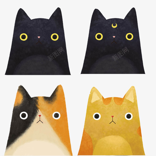 猫咪创意头像合集png免抠素材_新图网 https://ixintu.com 头像 效果图 猫咪 黄猫 黑猫