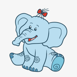 开心的大象手绘开心蝴蝶结大象矢量图高清图片