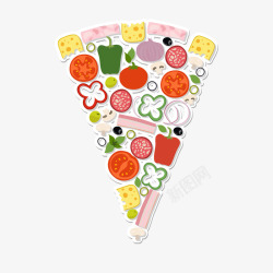 蔬菜披萨满满蔬菜三角披萨矢量图高清图片