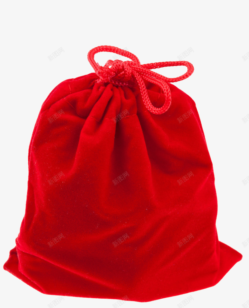 红色新年福袋布袋png免抠素材_新图网 https://ixintu.com 包装袋 布袋 新年福袋 空白包装袋 系绳 袋子