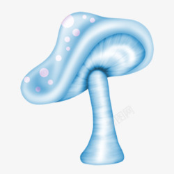 卡通手绘梦幻蓝色蘑菇素材