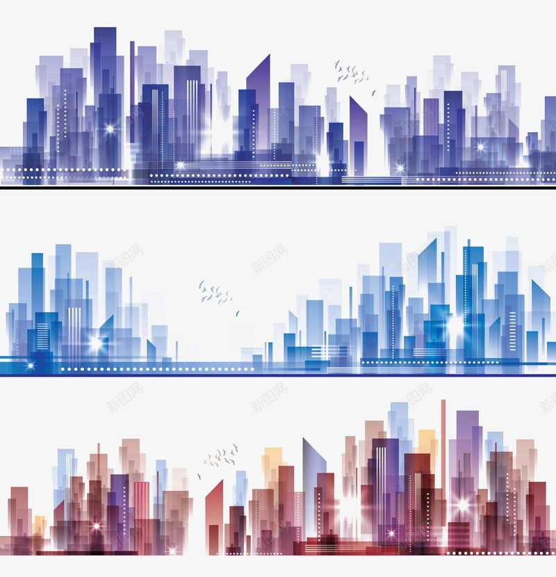 彩色的繁华城市png免抠素材_新图网 https://ixintu.com 剪影 城市 繁华 透明