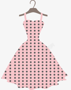 圆点粉色吊带裙素材