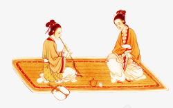 工笔白描仕女人物古代仕女图高清图片