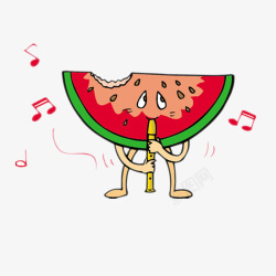 夏凉西瓜装饰图吹哨子的卡通西瓜高清图片
