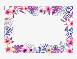 浪漫粉紫色花朵边框矢量图素材