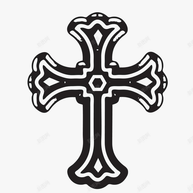 黑色手绘的十字架图标png_新图网 https://ixintu.com 免抠图 十字架 手绘十字架 效果图 装饰图 装饰画 黑色