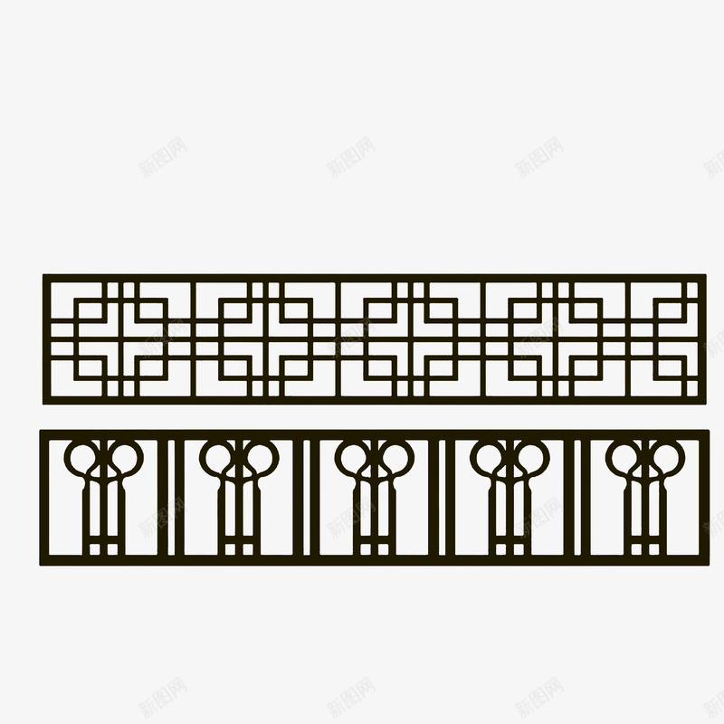 栏杆样式图psd免抠素材_新图网 https://ixintu.com 中国风 中式栏杆 栏杆样式图 镂空栏杆样式