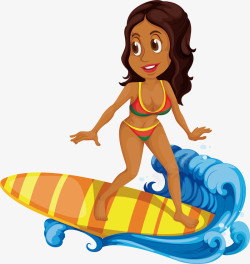 休闲假日海上冲浪的黑人美女高清图片