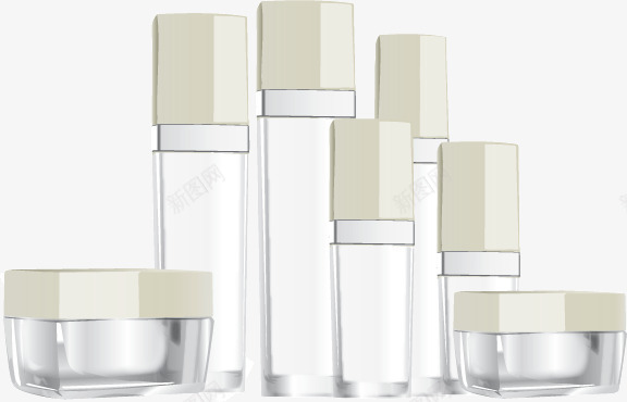 一个系列白色化妆品瓶子效果png免抠素材_新图网 https://ixintu.com 化妆品 效果图 瓶子 美容