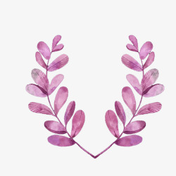 紫色手绘的树叶装饰素材