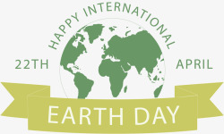 国际地球日复古绿色地图地球日矢量图高清图片