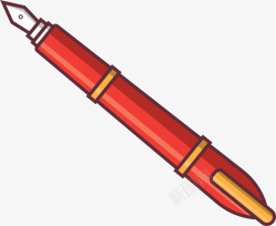 时尚钢笔大红色三节书写钢笔高清图片