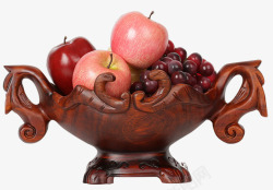 创意实木质水果篮中国风红木客厅创意家用水果盘高清图片