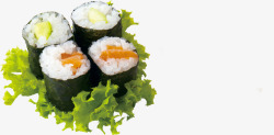 生菜叶子上面的寿司素材