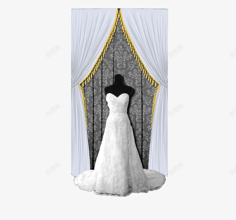 白色橱窗婚纱展示png免抠素材_新图网 https://ixintu.com 婚庆 婚纱 浪漫 白色
