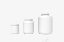 三个小塑料凳三个纯白色排列着的塑料瓶罐实物高清图片