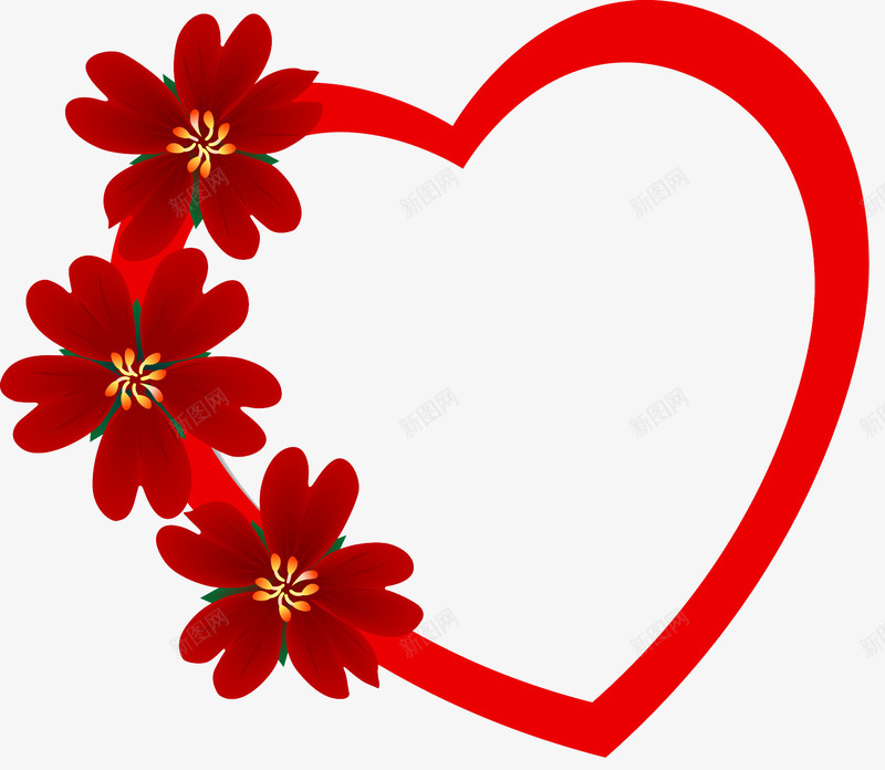 红色爱心边框上的花朵png免抠素材_新图网 https://ixintu.com png素材 浪漫 爱心 花朵 边框