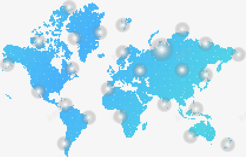 蓝色圆点科技世界地图png免抠素材_新图网 https://ixintu.com 世界地图 地图 坐标 科技 科技感地图 蓝色