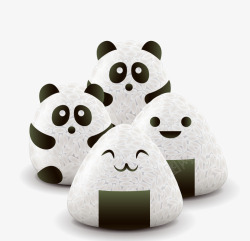 手绘卡通创意熊猫寿司素材