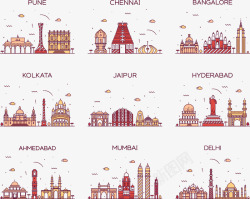 建筑城镇印度阿拉伯印度城市插画高清图片