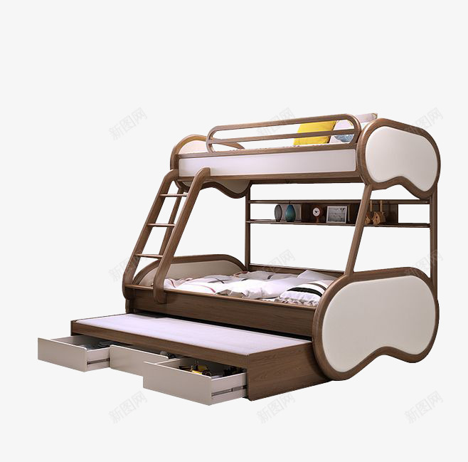 儿童房上下床png免抠素材_新图网 https://ixintu.com 上下床 儿童床 可收纳 新中式