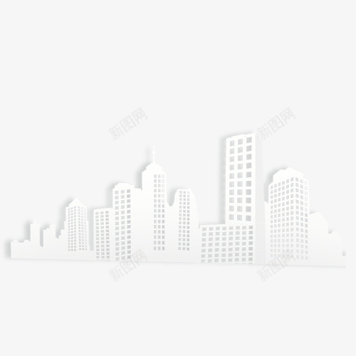 白色城市高楼剪影png免抠素材_新图网 https://ixintu.com 剪影 城市 白色 装饰 高楼