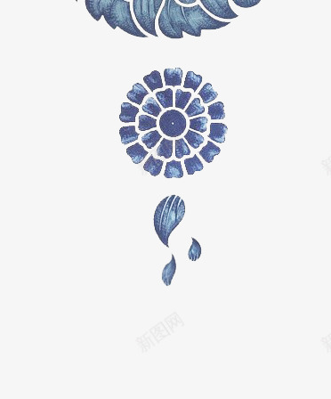 装饰花卉png免抠素材_新图网 https://ixintu.com 中式纹样 水滴 蓝色 装饰花卉