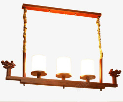 现代中式吊灯实木客厅餐厅复古玻素材