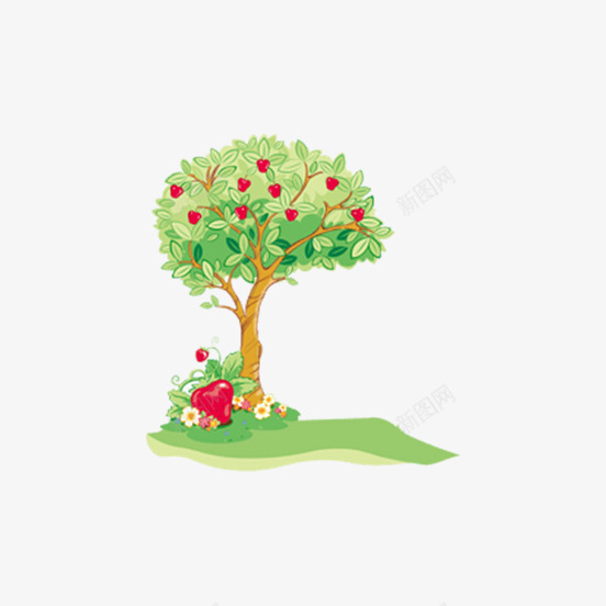 绿色果树下的花朵png免抠素材_新图网 https://ixintu.com 免抠图 效果图 果树 植物 绿树 花朵 装饰图 装饰画