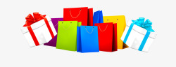 礼品袋装饰一堆彩色购物袋装饰高清图片