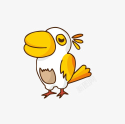黄白色卡通可爱啄木鸟素材